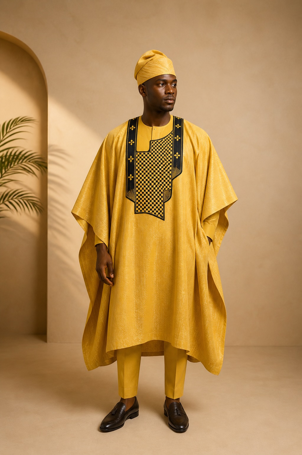 Wedding Agbada — Yellow & Black
