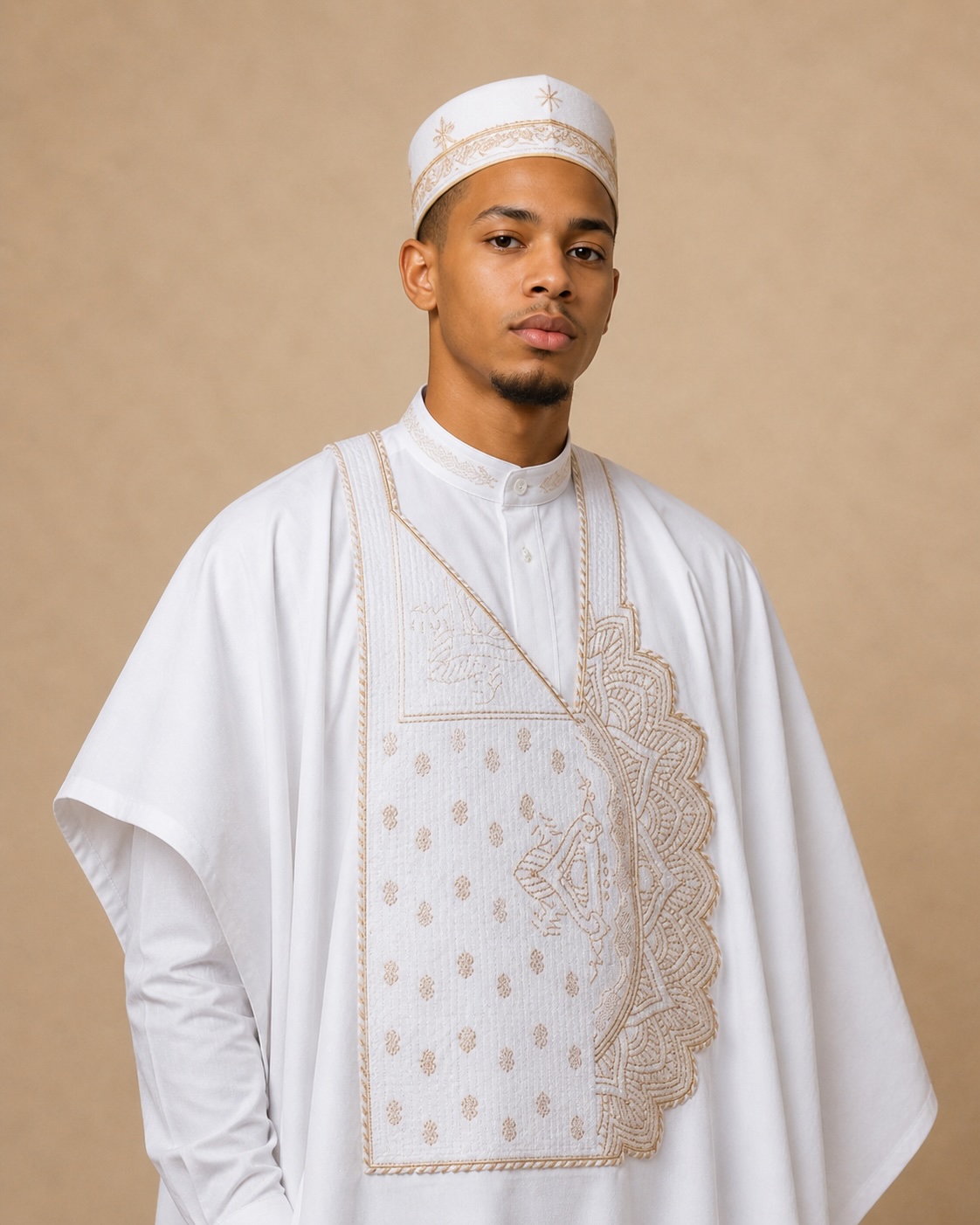 White Jalabiya native outfit with embroidery